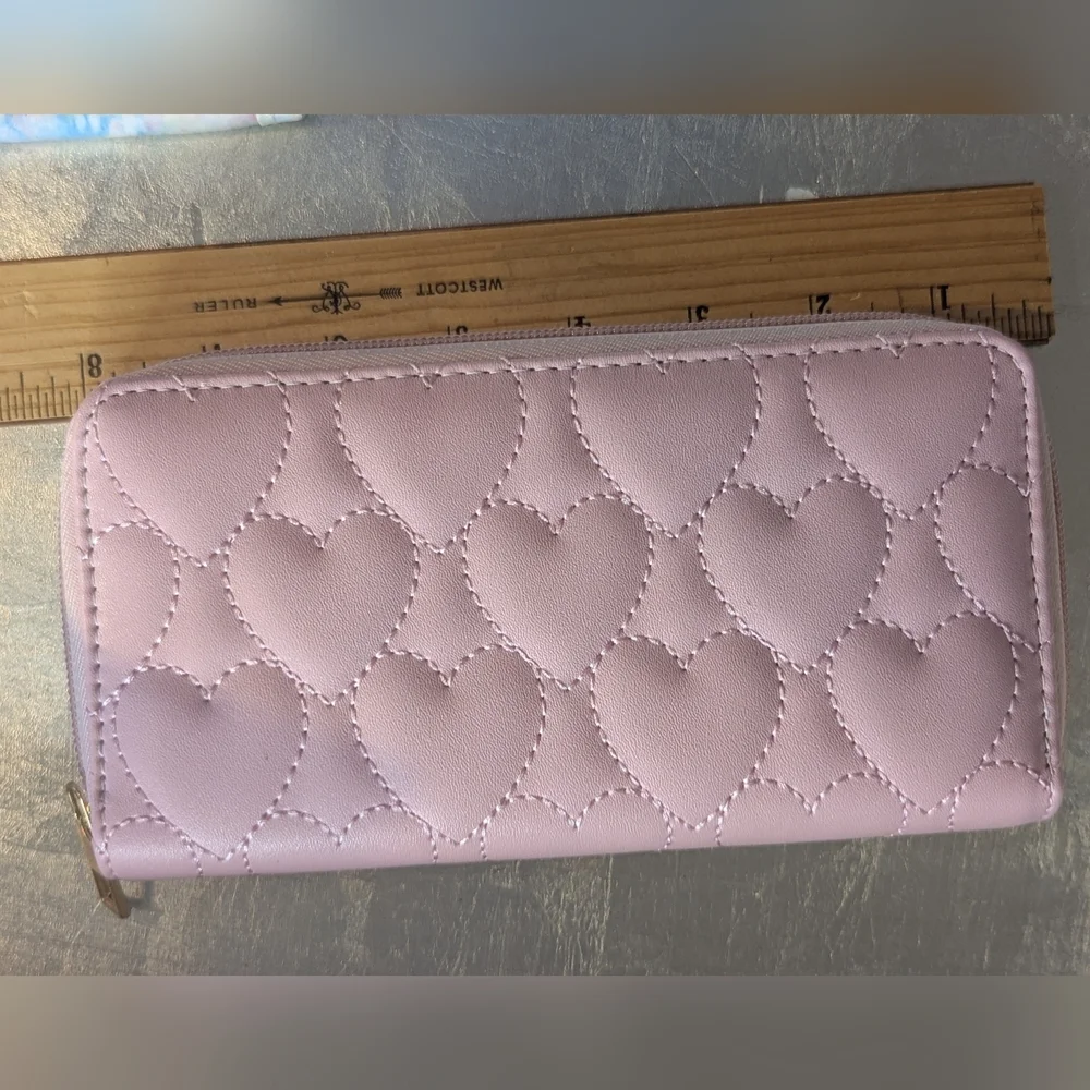 🩷 Kipling Live Light Pink Hearts Cosmetic Bag, Wallet CC Holder